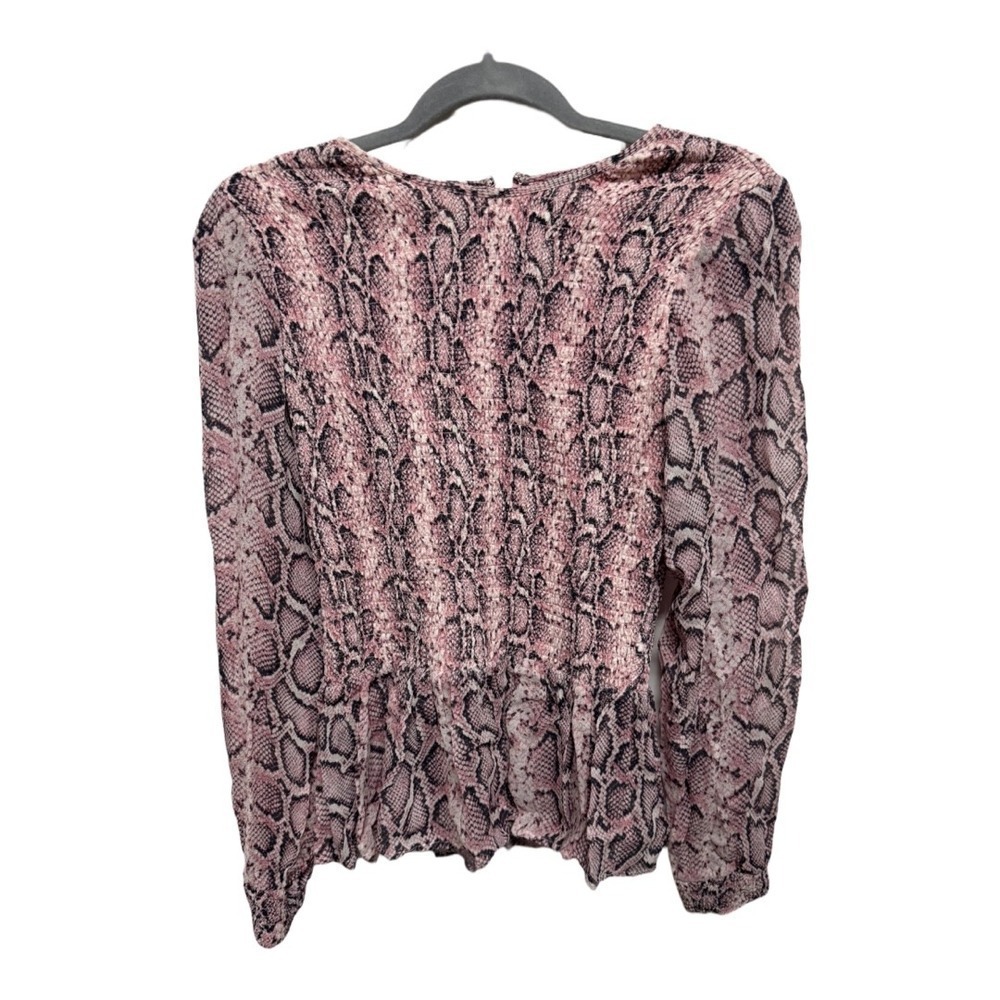Tyler Boe Peplum Top Pink Snake Print Size Small Long Sleeve Women Shirt